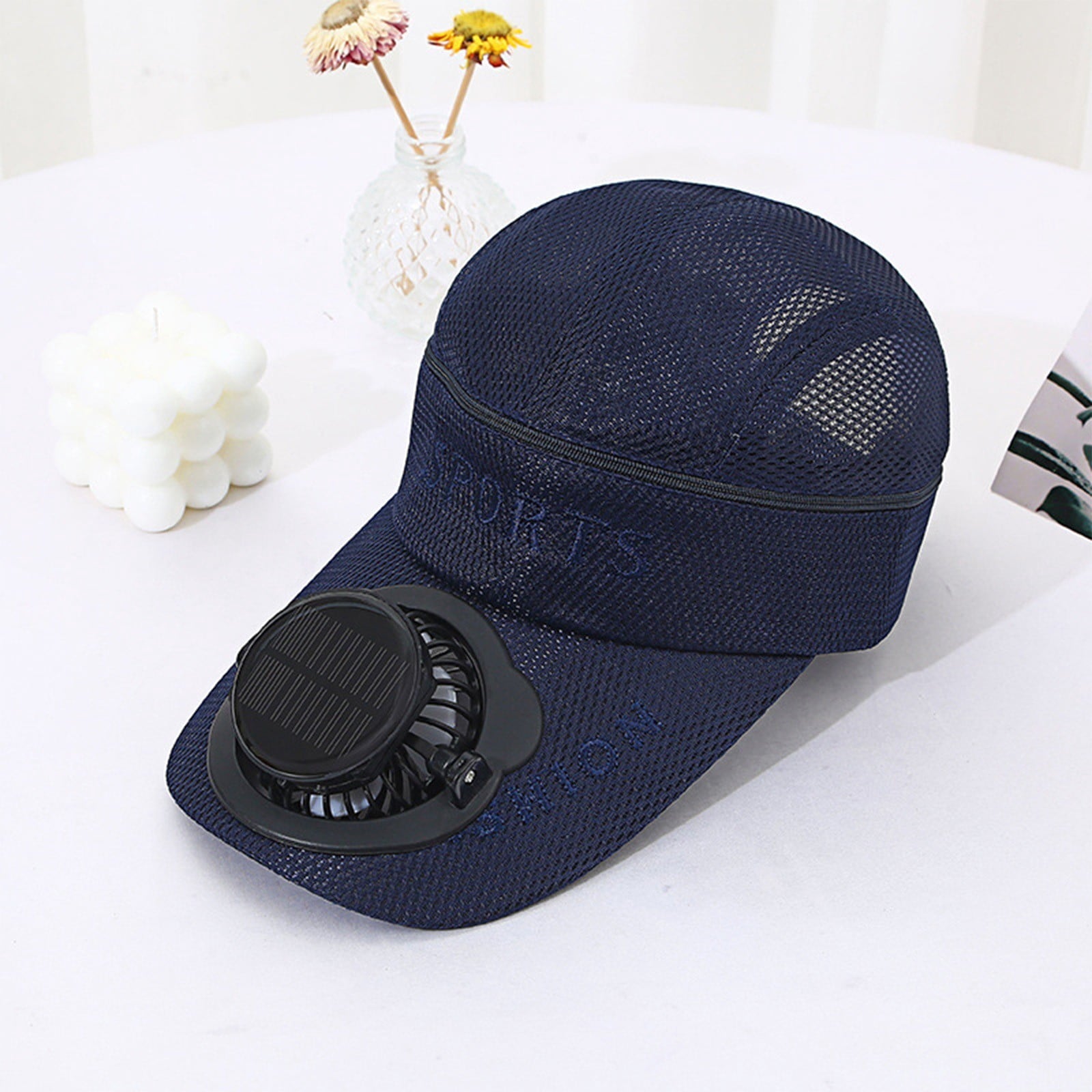 Adults Mesh Baseball Cap Fishing Beach Hats with Solar Fan, Summer UV Protection Sun Hat, Solar Powered/USB Charging Sunhat or Hiking Fishing Golf