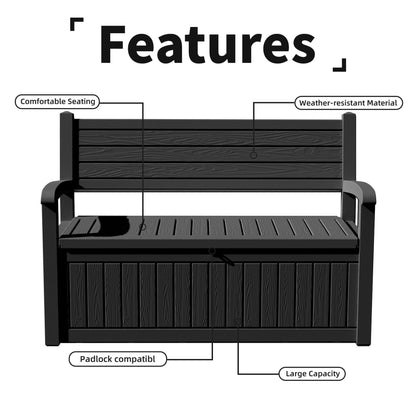 EasyUp 80 Gallon Storage bench Lockable Waterproof Deck Box - Outdoor Storage Box for Patio,Garden and Porch,Tools and Cushions(Black)