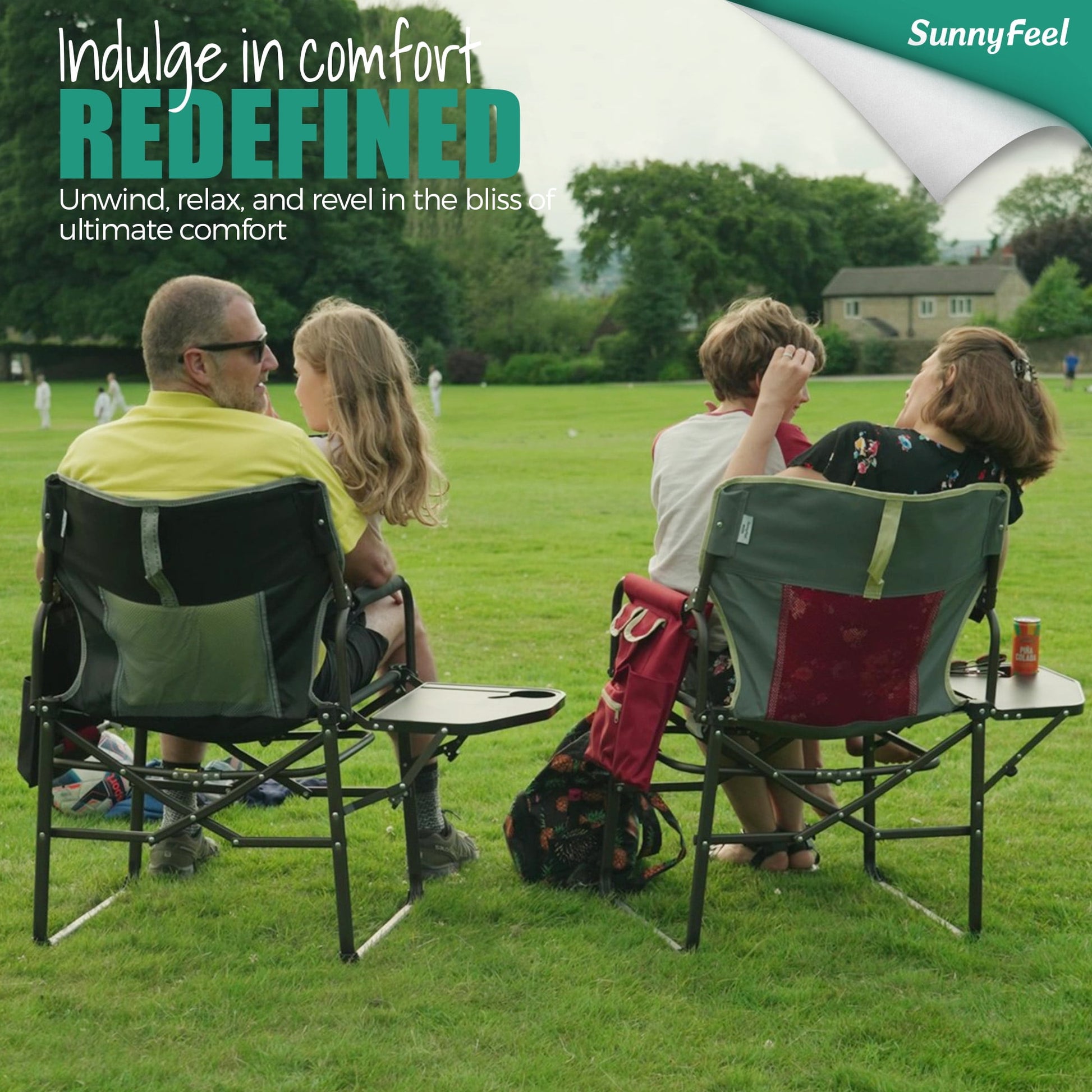 Sunnyfeel Camping Directors Chair, Heavy Duty, Oversized Portable Folding Chair with Side Table, Pocket for Beach, Fishing, Trip, Picnic, Lawn, Concert Outdoor Foldable Camp Chairs