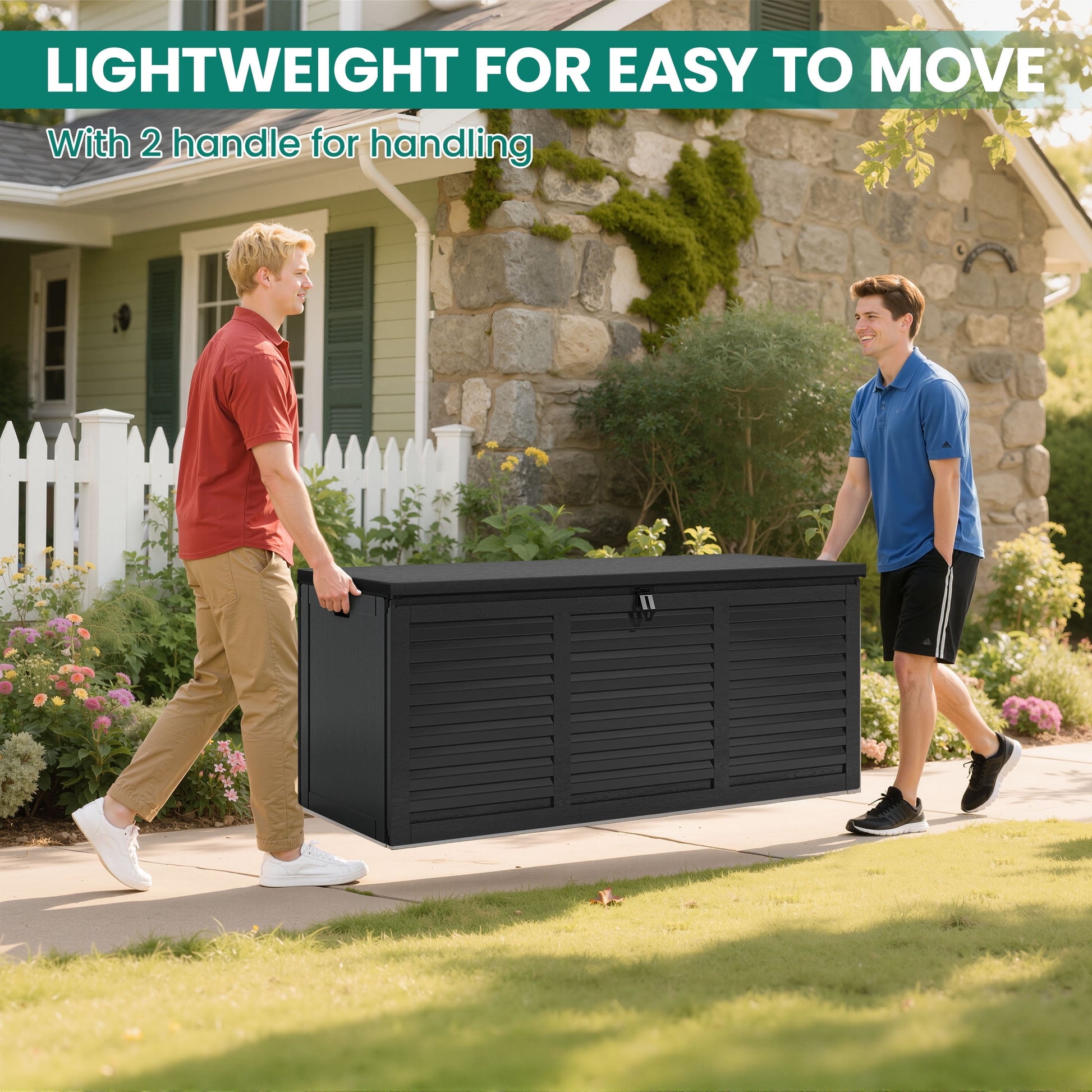Seizeen 130 Gal Deck Box, Resin Storage Box, Waterproof Large Patio Lockable Deck Box for Outside Cushions, Pool Accessories, Throw Pillows, Garden Tools, Black
