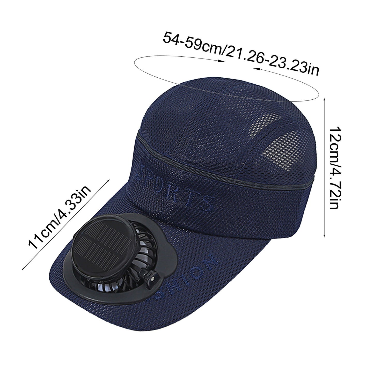 Adults Mesh Baseball Cap Fishing Beach Hats with Solar Fan, Summer UV Protection Sun Hat, Solar Powered/USB Charging Sunhat or Hiking Fishing Golf