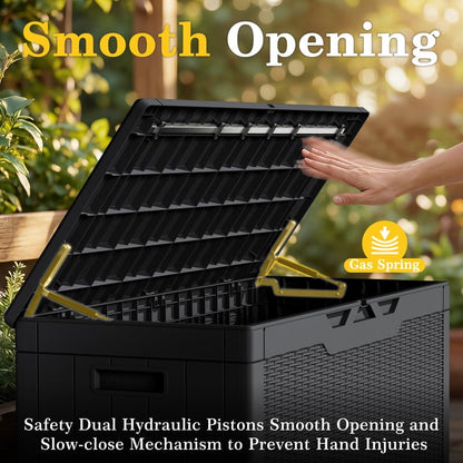 Homall 100 Gallon Outdoor Patio Box Deck Plastic Resin Storage Box Backyard, Black