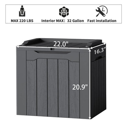 Devoko 32 Gallon Outdoor Resin Deck Box with Seat, Gray