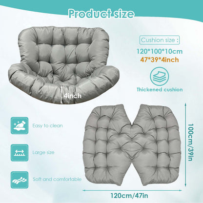 OKYUK Swing Egg Chair Cushion, Waterproof Rocking Chair Pad, Oversized Hammock Chair Pad, Multifunctional Wicker Egg Lounge Chair Soft Cushion Indoor Outdoor, Gray
