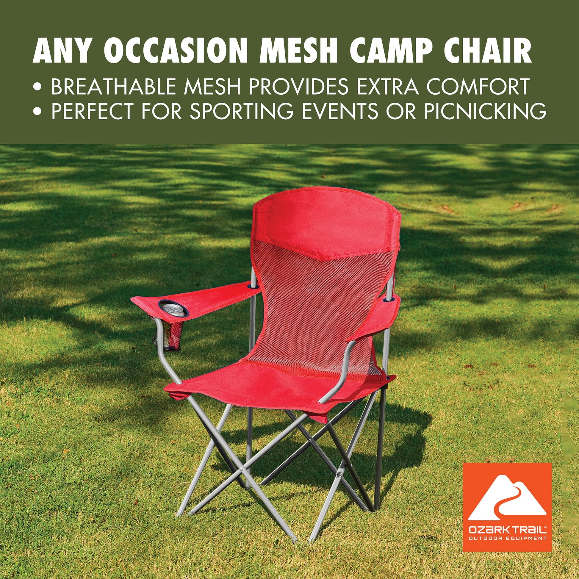 Ozark Trail Basic Chair Mesh, Red, Adult