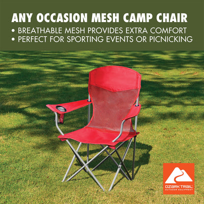 Ozark Trail Basic Chair Mesh, Red, Adult