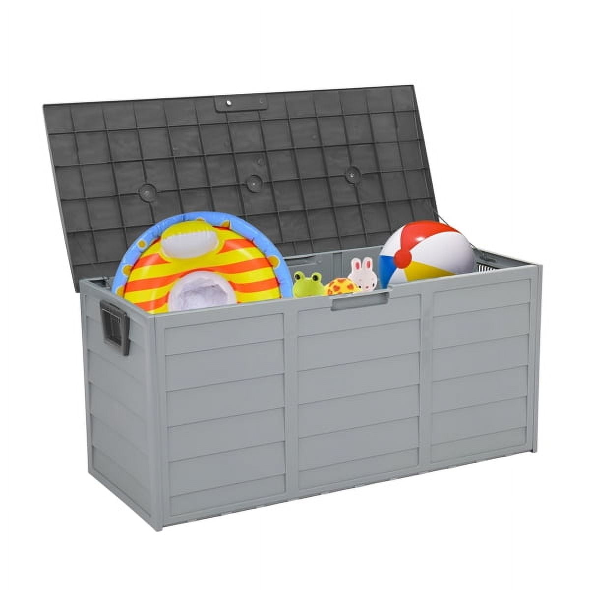 75gal 260L Outdoor Garden Plastic Storage Deck Box Chest Tools Cushions Toys Lockable Seat for Patio Furniture,Gray