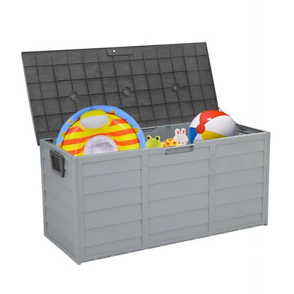 75gal 260L Outdoor Garden Plastic Storage Deck Box Chest Tools Cushions Toys Lockable Seat for Patio Furniture,Gray