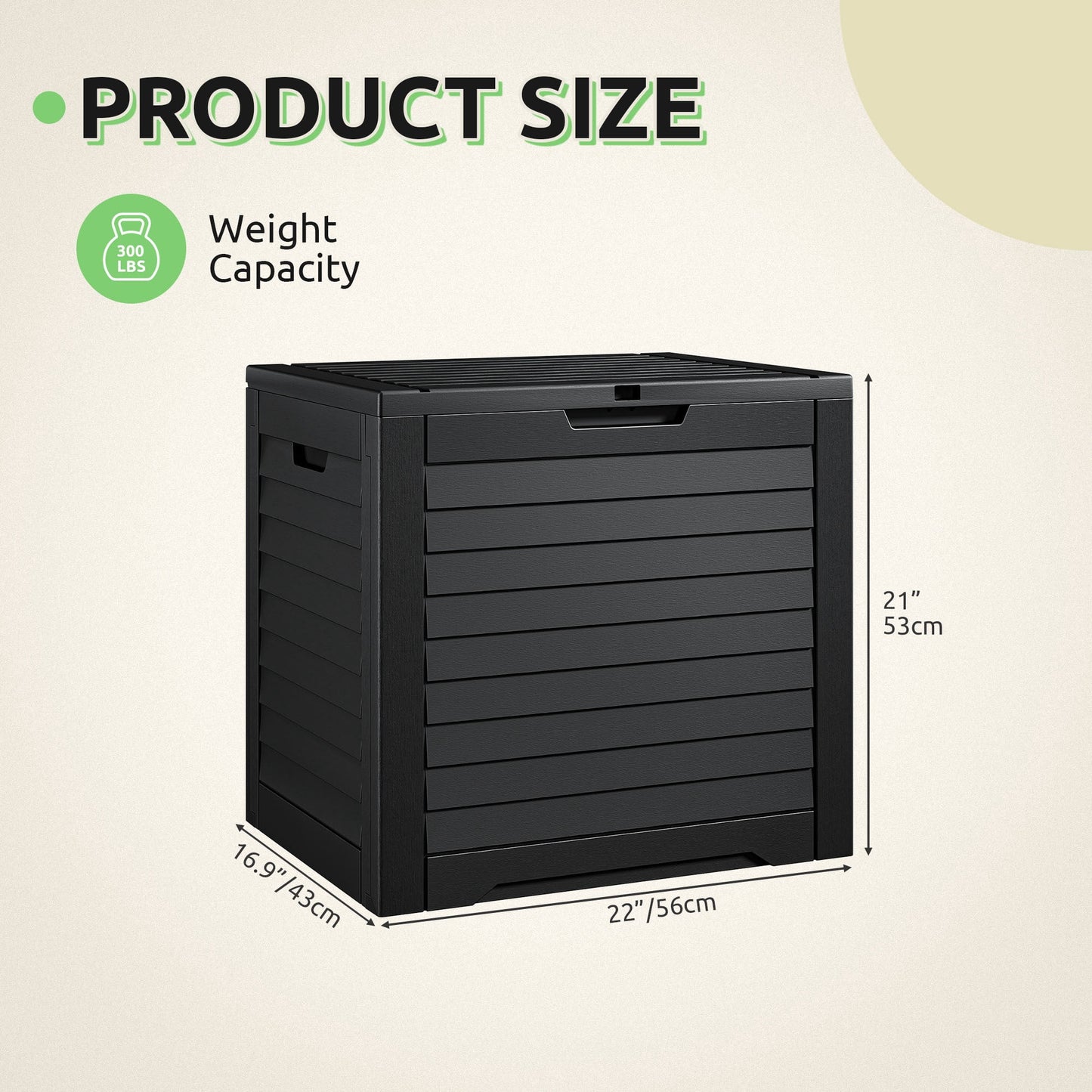 Uforic 35 Gallon Resin Outdoor Storage Box, Waterproof Lockable Deck Box & Package Delivery Box for Patio, Garden & Pool Storage, Black
