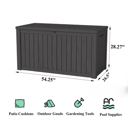 Decksplore 180 Gallon Deck Box, Lockable, UV-Resistant, HDPE Outdoor Storage Box Waterproof, Patio Storage Box for Bicycles, Skis, Tables (Black)