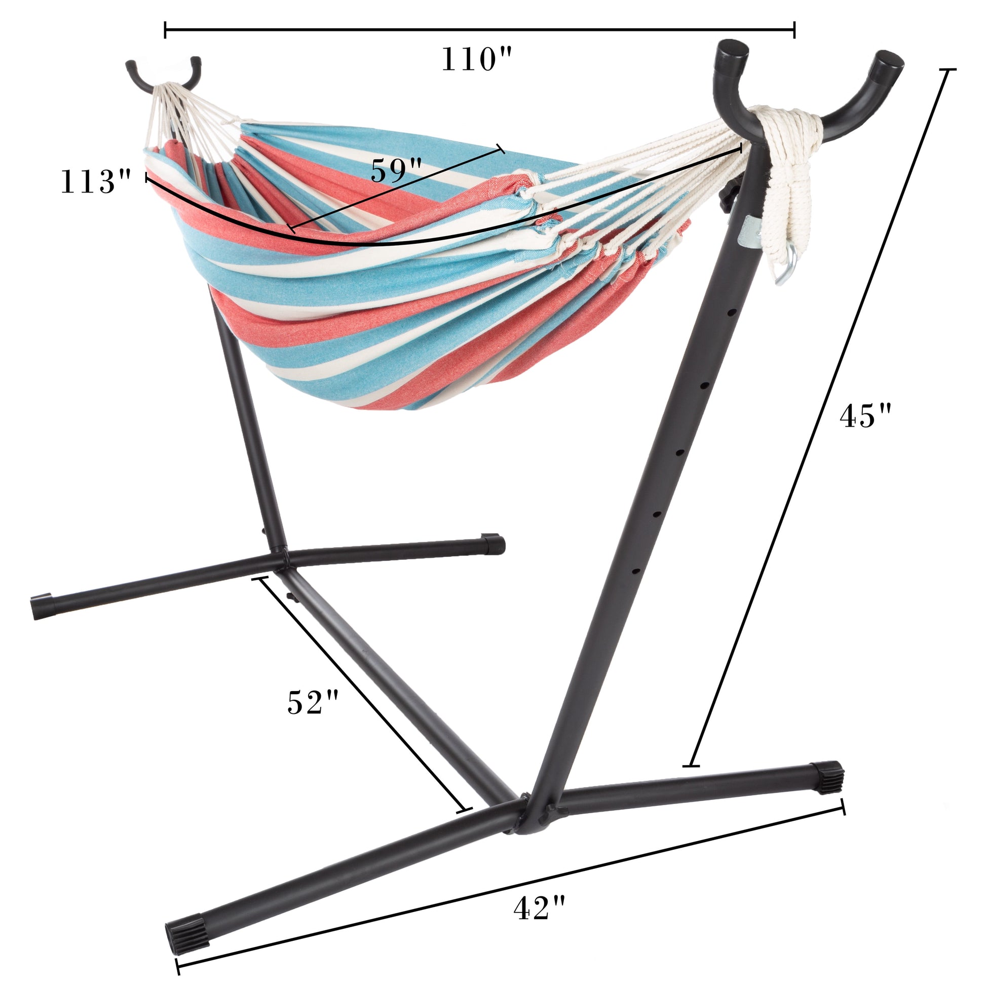 Pure Garden 400lb Capacity 2 Person Double Hammock with Stand, Red/Blue