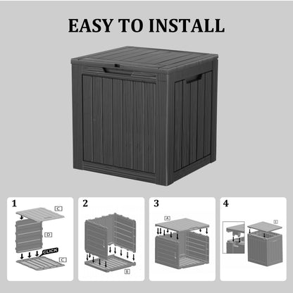 PATIOEASY 35 Gallon Lockable Resin Deck Box, Waterproof & Outdoor Storage Box for Outdoor Cushion Storage and Outdoor Delivery Storage, Black