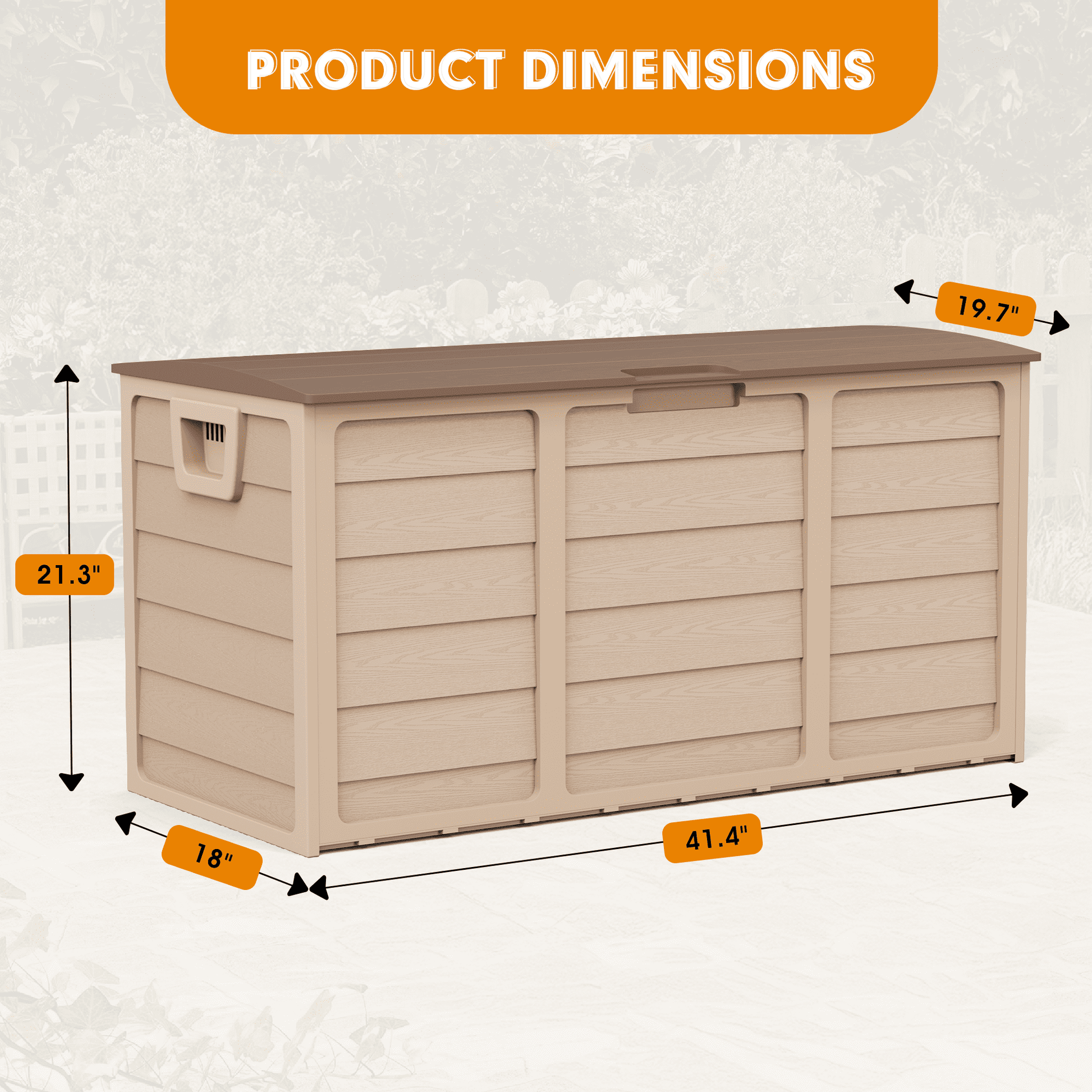 Marknig 75 Gallon Deck Box, Indoor Outdoor Storage Box for Patio Furniture, Pool Accessories, Garden Tools, Sports Equipment, Waterproof Resin Rattan Box with Lockable Lid and Side Handles, Brown