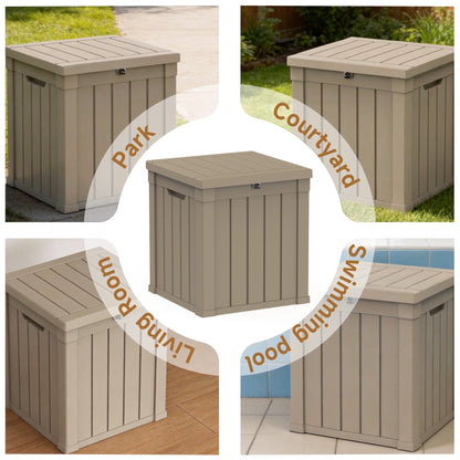 fazzn 50 Gallon Resin Deck Box Outdoor Indoor Waterproof Storage Box for Patio Furniture Pool Accessories Storage for Cushion Garden Tools (Grey)