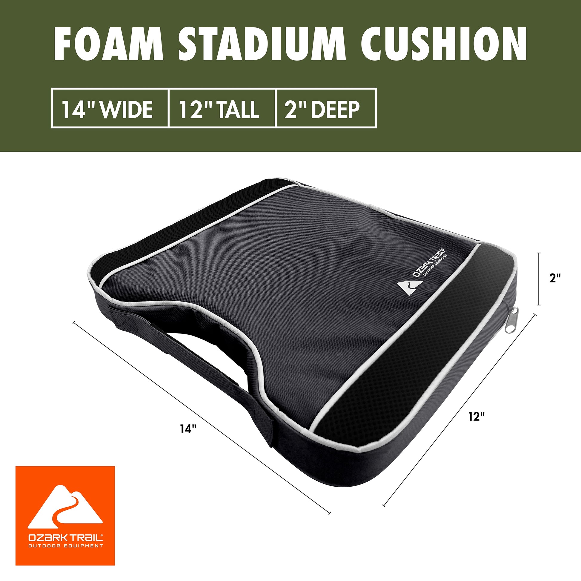 Ozark Trail Gray and Black Stadium Cushion