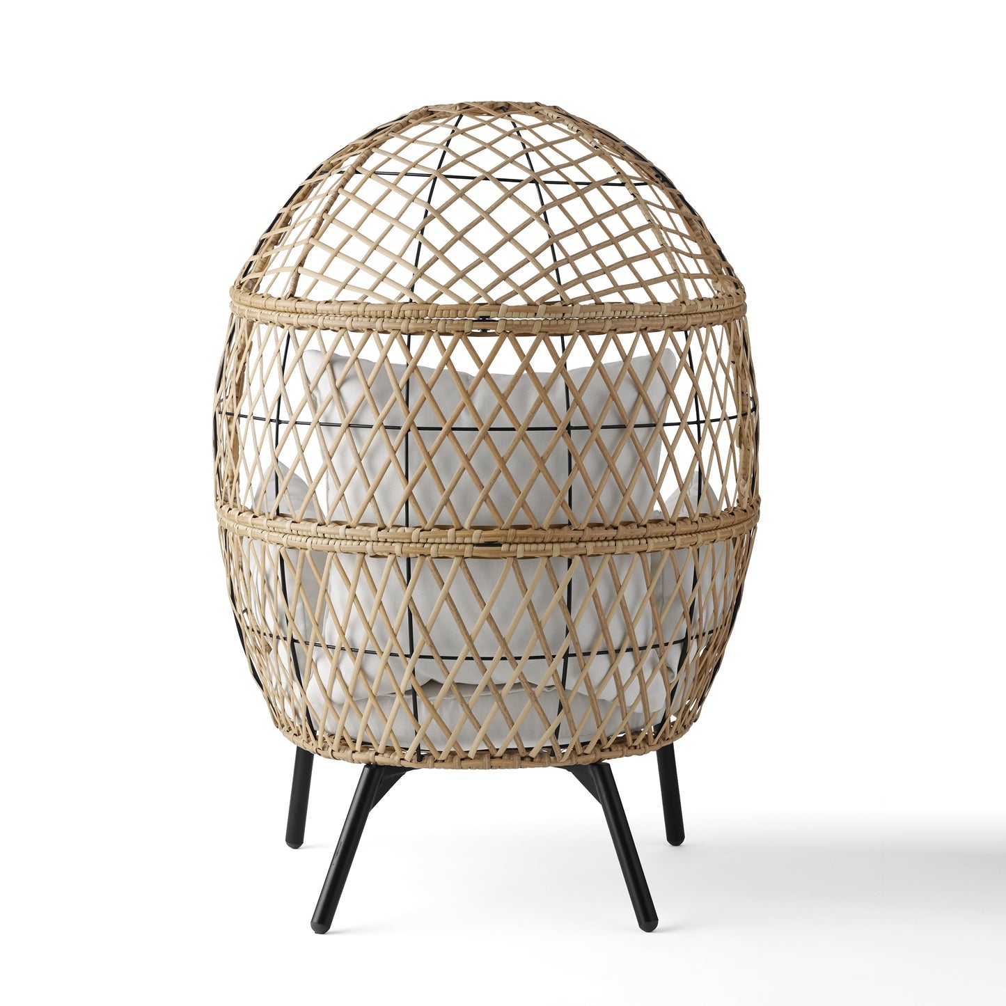 Better Homes & Gardens Ventura Boho Outdoor Wicker Stationary Kid's Egg Chair, Tan
