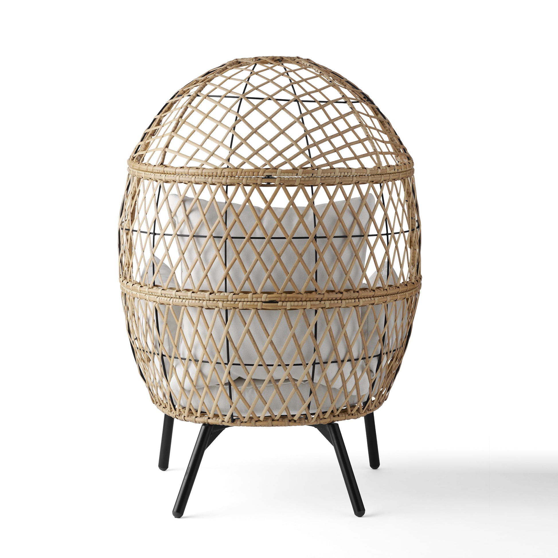 Better Homes & Gardens Ventura Boho Outdoor Wicker Stationary Kid's Egg Chair, Tan