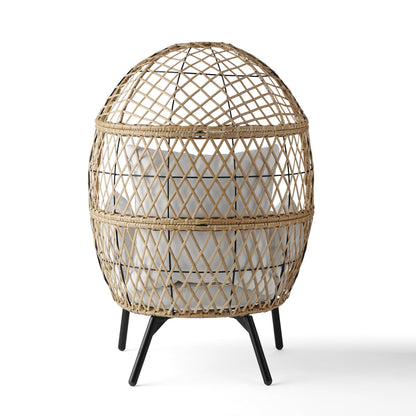 Better Homes & Gardens Ventura Boho Outdoor Wicker Stationary Kid's Egg Chair, Tan