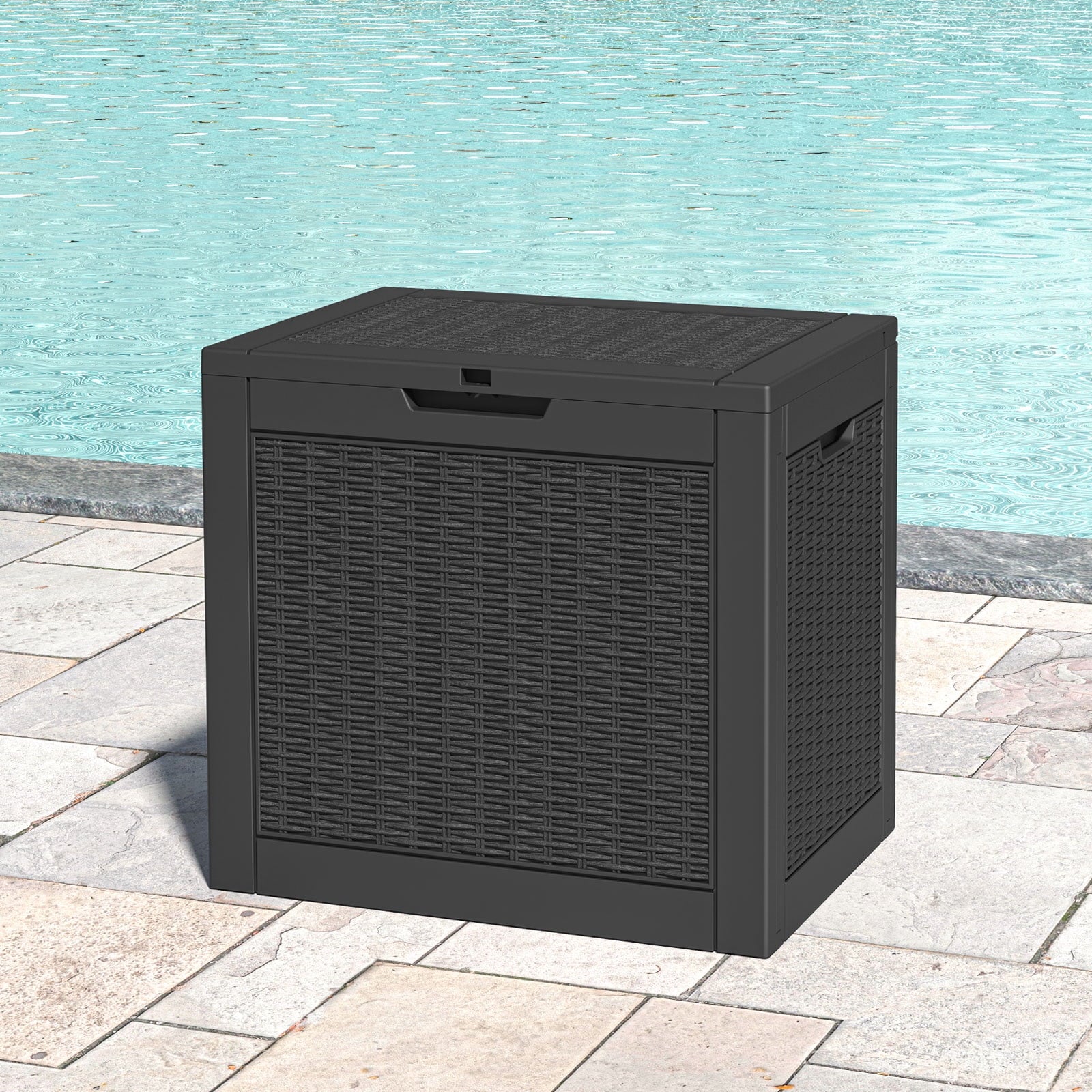 Bifanuo 31 Gallon Deck Box, Resin Outdoor Storage Box, Waterproof and UV Resistant Lightweight Storage Deck Box for Garden Tools, Supplies, Toys