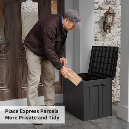 Devoko 32 Gallon Outdoor Resin Deck Box with Seat, Black