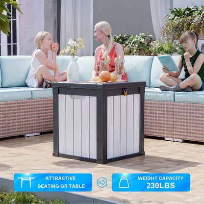 Easy Up 50 Gallon Resin Deck Box, Lockable Patio Outdoor Storage Box for Furniture, Garden Tools and Tools Storage, Waterproof Outside Storage Boxes
