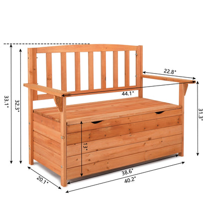 Zimtown 44" Outdoor Cedar Storage Bench with Backrest and Armrest, Large Patio Deck Box for Garden Tools and Cushions