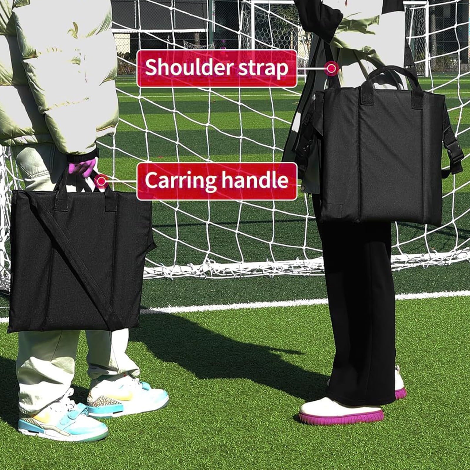 Portable Stadium Pad with Adjustable Shoulder Strap, Water-Resistant Foldable Design for Chairs