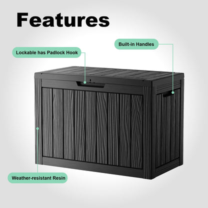 EasyUp 45 Gallon Resin Deck Box, Lockable Patio Outdoor Storage Box for Furniture, Garden Tools and Tools Storage, Waterproof Outside Storage Boxes(Black)