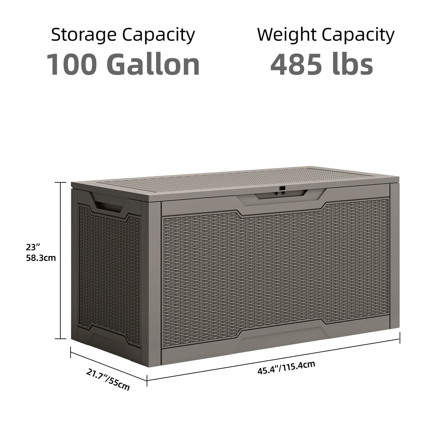 Uforic Lockable 100 Gallon Resin Deck Box, Heavy-Duty Weather Resistant Outdoor Storage Chest, Versatile Storage Solution for Patio Accessories and Daily Essentials, Light Brown
