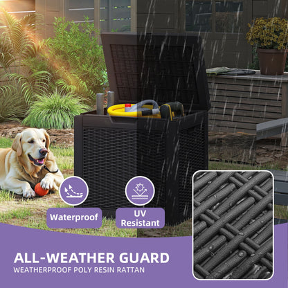 Dextrus 32 Gallon Resin Deck Box, Water Resistant Outdoor Storage Container, Lockable Multipurpose Organizer for Patio Cushions, Garden Tools & Indoor Outdoor Daily Supplies, Black