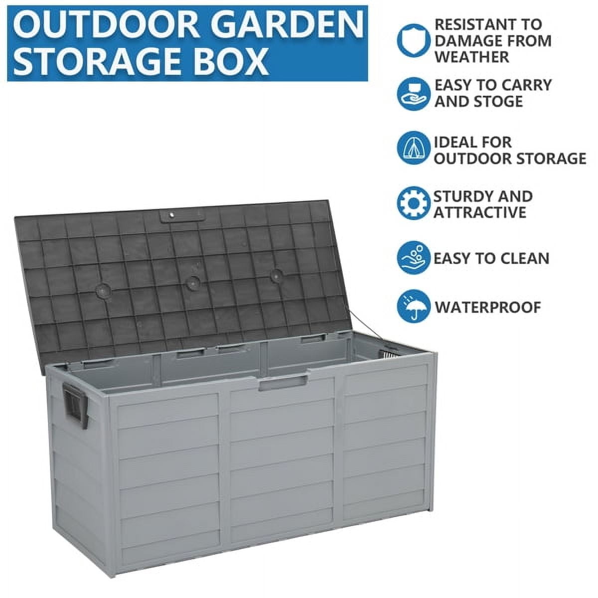 75gal 260L Outdoor Garden Plastic Storage Deck Box Chest Tools Cushions Toys Lockable Seat for Patio Furniture,Gray