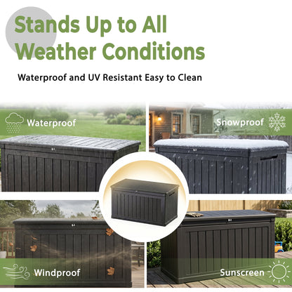Alvantor Outdoor Storage Box Waterproof Resin Deck Box Lockable in Black, 230 Gallon XXL