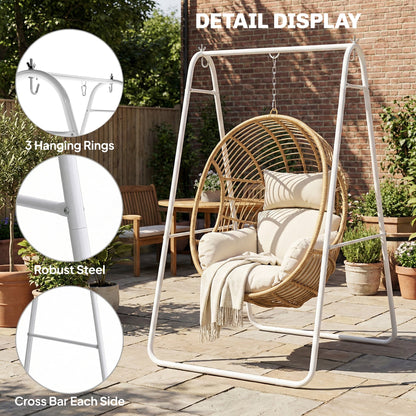 Hammock Chair Stand Only Heavy Duty Solid Steel A-Frame for Hanging Hammock, Egg Chair, Max Load 330 LBS, White
