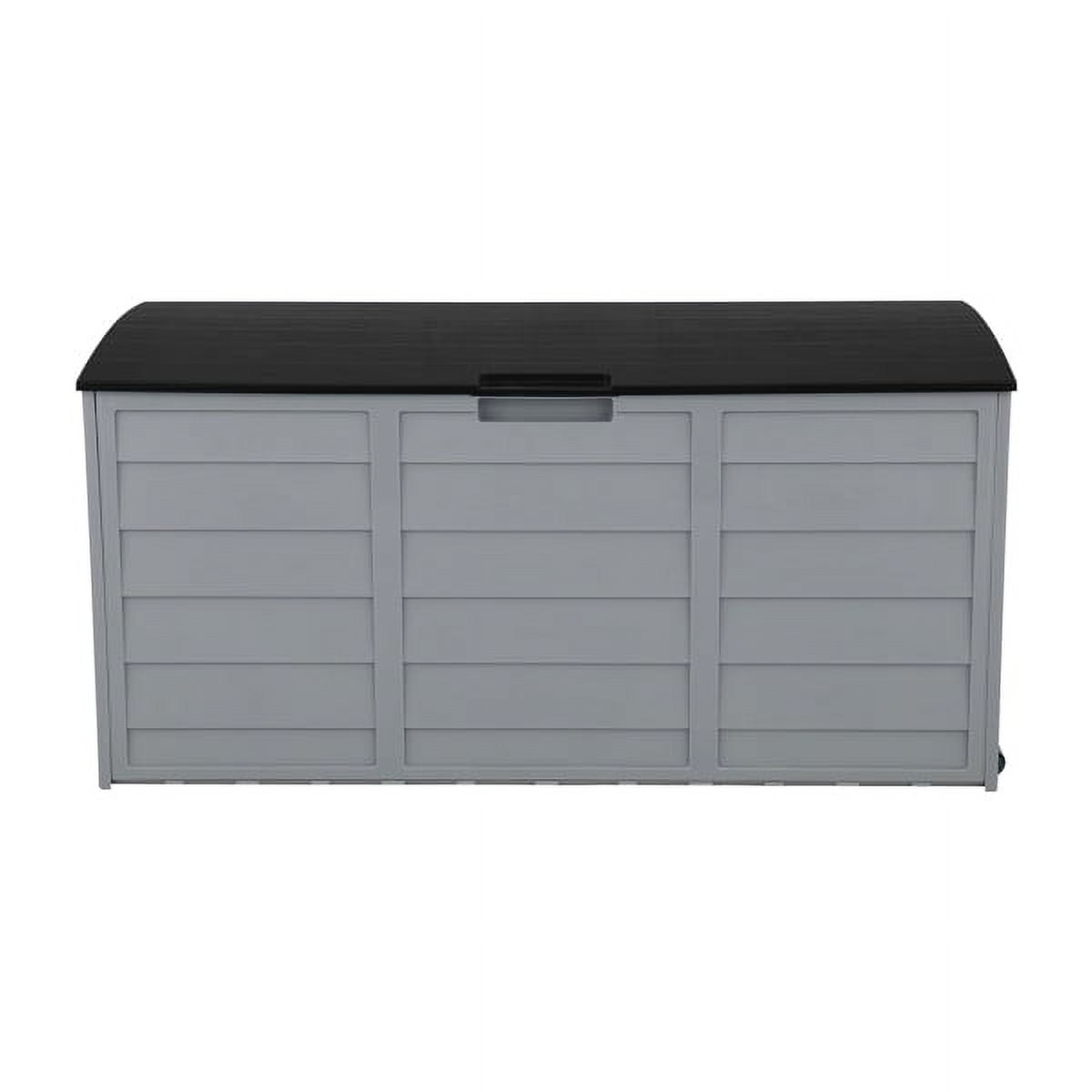 75 Gallon Deck Box Deck for Outside, Patio Large Storage Cabinet, Waterproof Storage Chest on Wheels for Christmas Gift, Garden Tools, Kids' Toys,Brown,260L