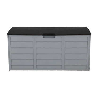 75 Gallon Deck Box Deck for Outside, Patio Large Storage Cabinet, Waterproof Storage Chest on Wheels for Christmas Gift, Garden Tools, Kids' Toys,Brown,260L
