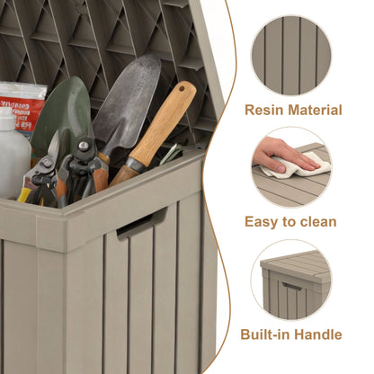 fazzn 50 Gallon Resin Deck Box Outdoor Indoor Waterproof Storage Box for Patio Furniture Pool Accessories Storage for Cushion Garden Tools (Grey)