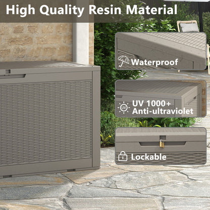 Bifanuo 100 Gallon Resin Deck Box, Lockable Outdoor Storage Container, Water Resistant for Patio Cushions