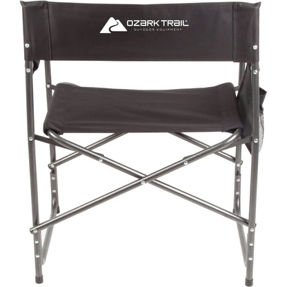 Ozark Trail Director Camp Chair with Side Pocket, Black