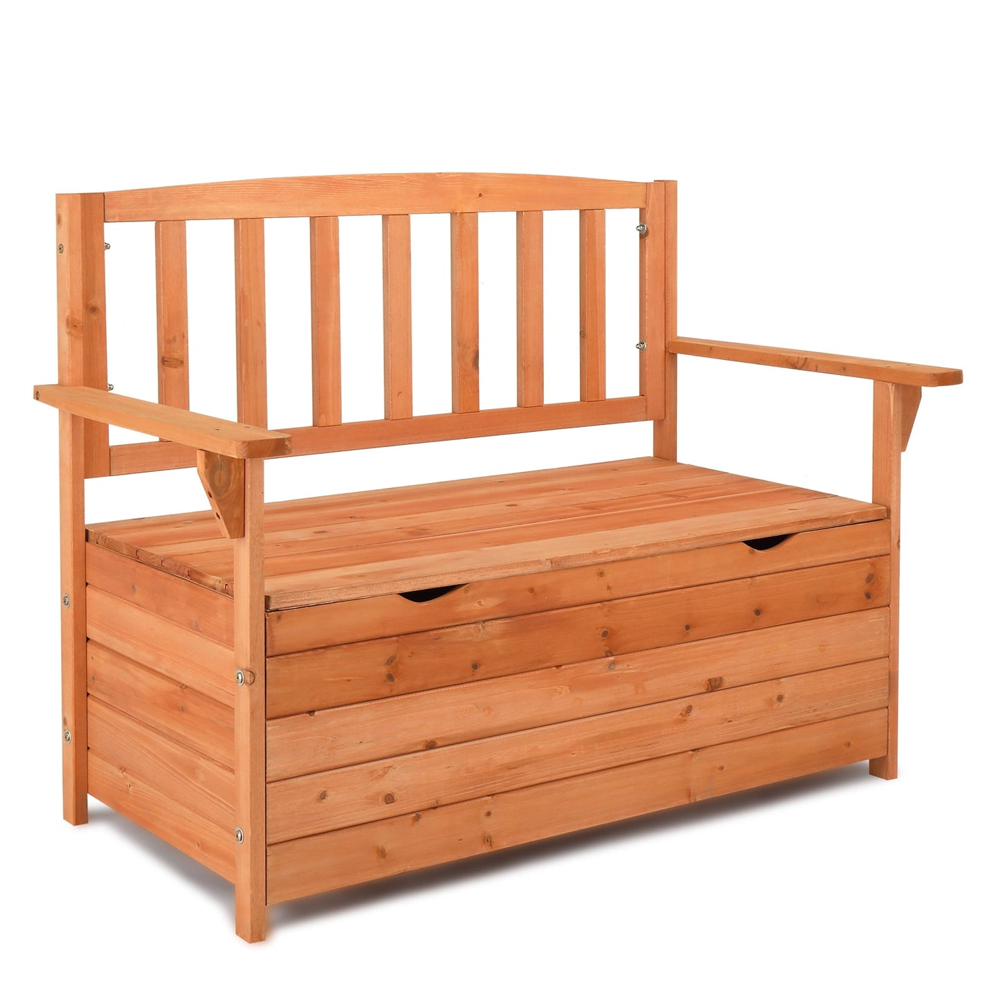Zimtown 44" Outdoor Cedar Storage Bench with Backrest and Armrest, Large Patio Deck Box for Garden Tools and Cushions