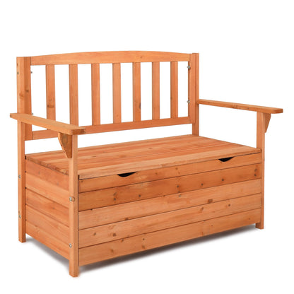 Zimtown 44" Outdoor Cedar Storage Bench with Backrest and Armrest, Large Patio Deck Box for Garden Tools and Cushions
