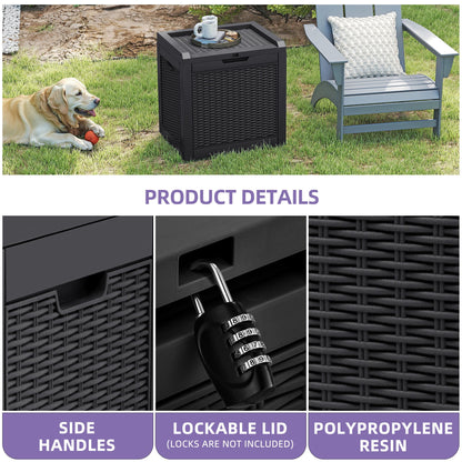 Dextrus 32 Gallon Resin Deck Box, Water Resistant Outdoor Storage Container, Lockable Multipurpose Organizer for Patio Cushions, Garden Tools & Indoor Outdoor Daily Supplies, Black
